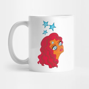 girl with red hair and stars dreaming Mug